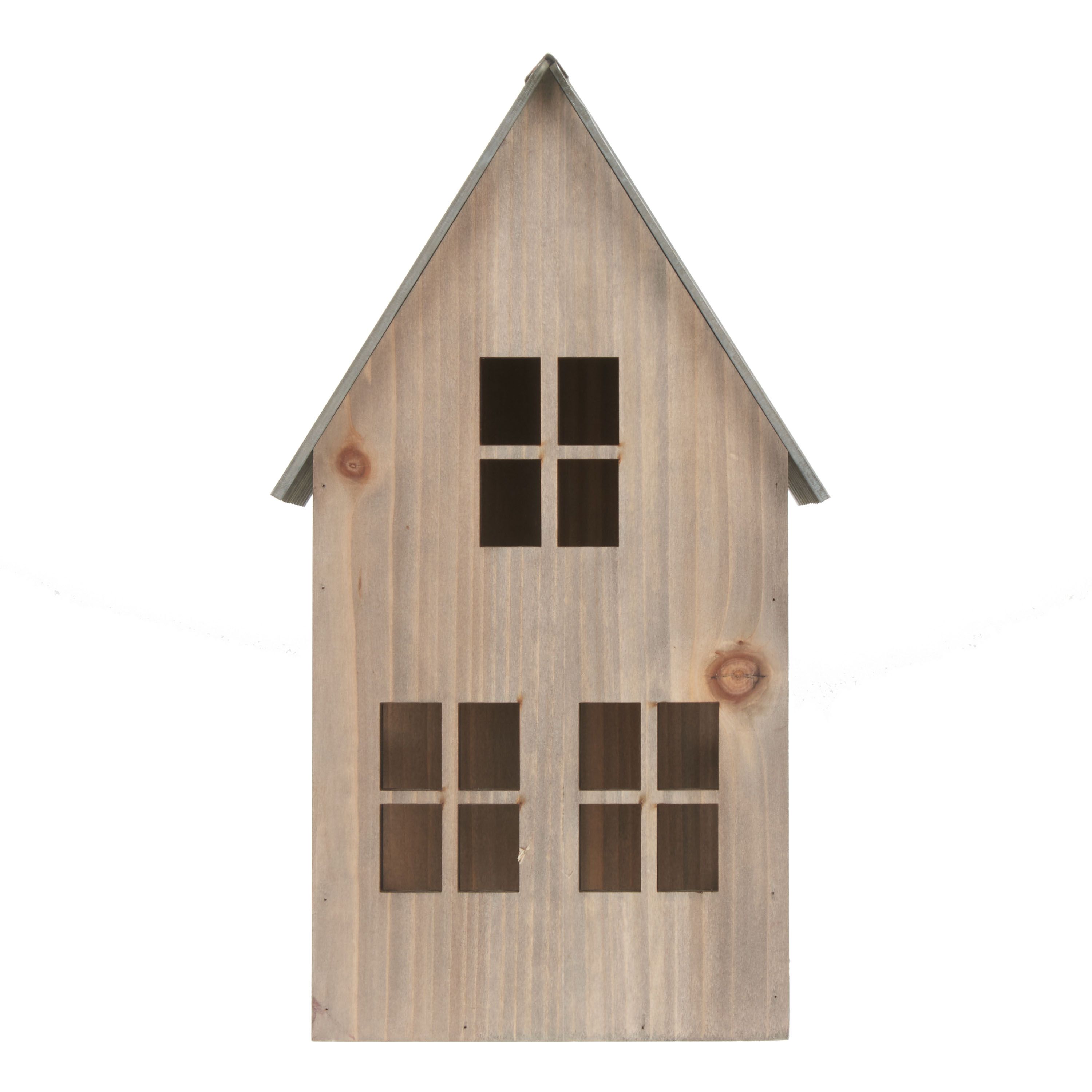 Holiday Time Metal Roof Wooden House, 12" - Walmart.com | Walmart (US)