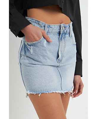 Grey Lab Women's High Low Acid Wash Denim Skirt - Macy's | Macy's