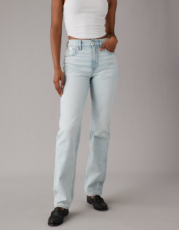 AE Stretch Super High-Waisted Straight Jean | American Eagle Outfitters (US & CA)
