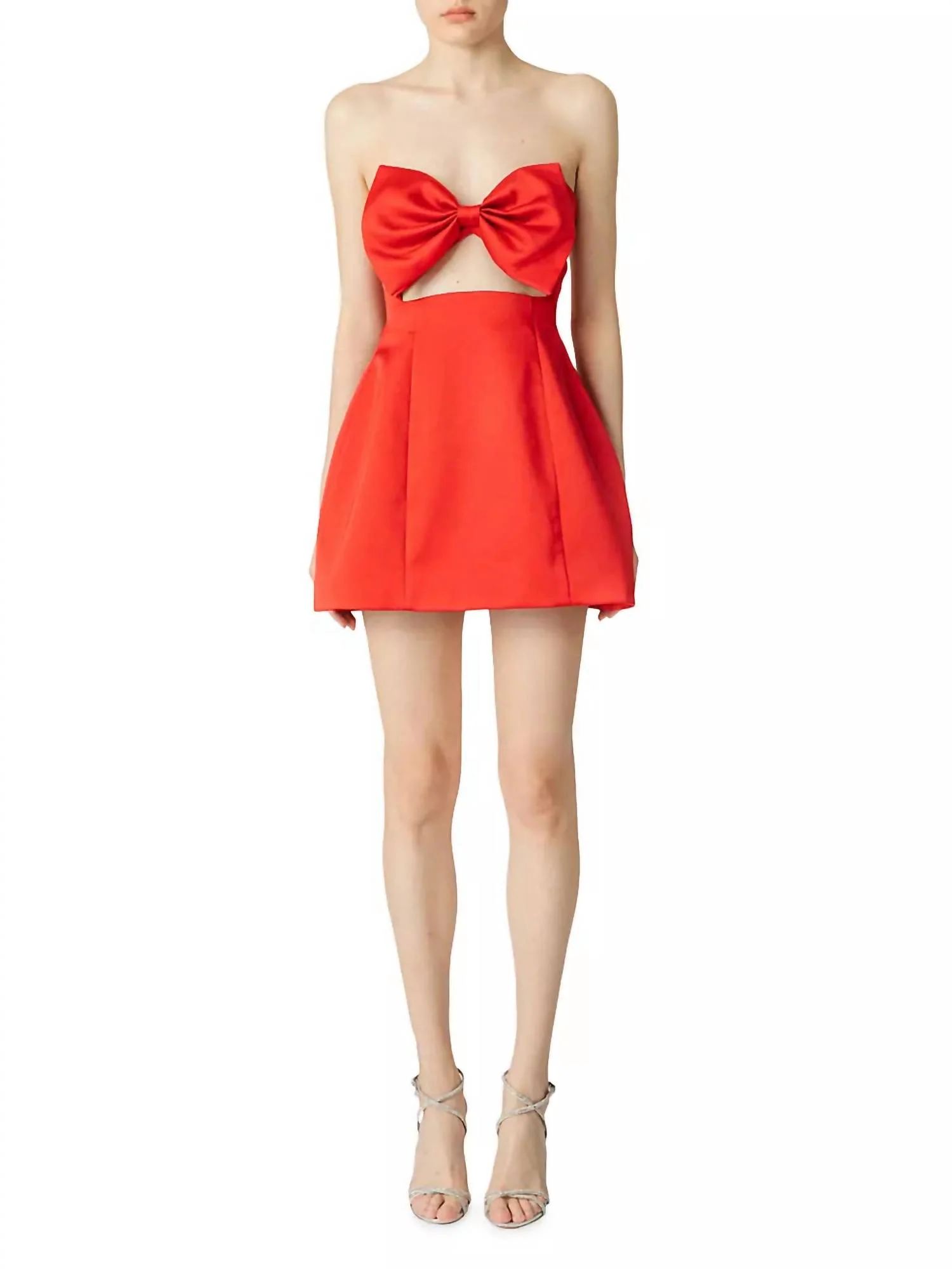 Estelle Bow Dress In Red | Shop Simon