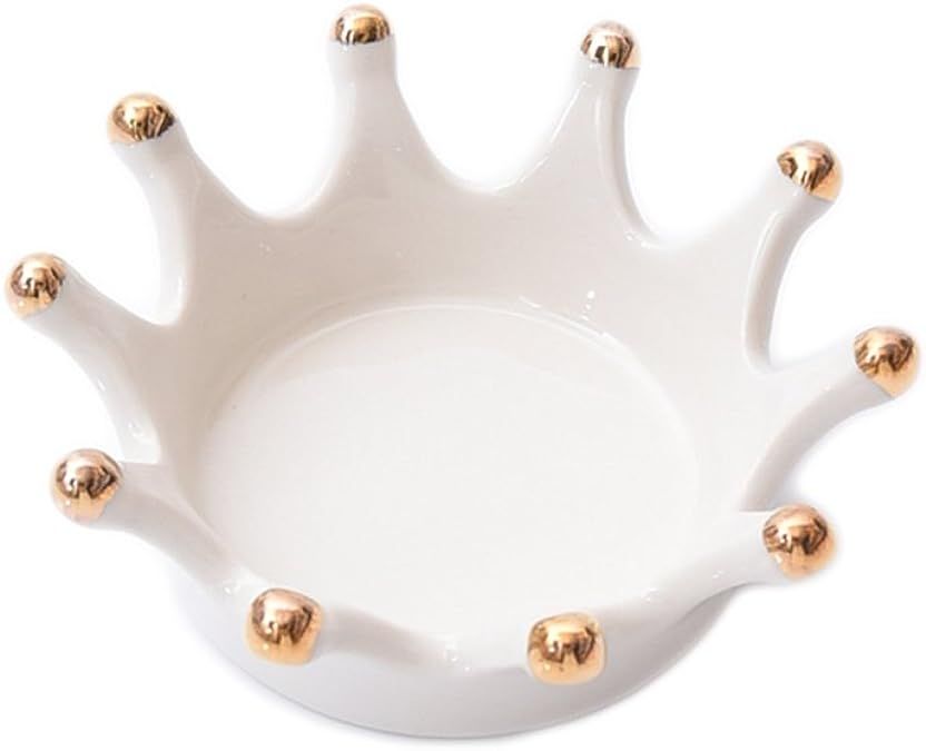 SOCOSY Royal Ceramic Crown Ring Holder Jewelry Stand Holder Trinket Tray Ring Dish for Earring Br... | Amazon (US)