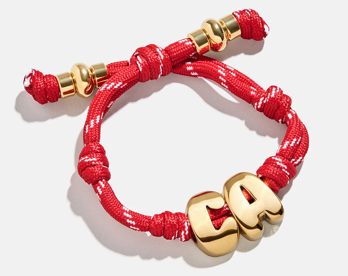 Knotty Initial Custom Bracelet - Cherry Red Double Letters | BaubleBar