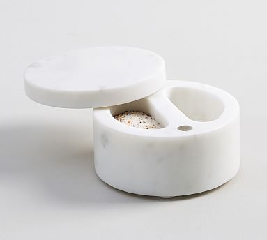 White Marble Divided Salt Cellar | Pottery Barn (US)