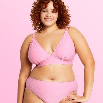 Women's Plus Size Textured Triangle Bikini Top - Stoney Clover Lane x Target Pink | Target