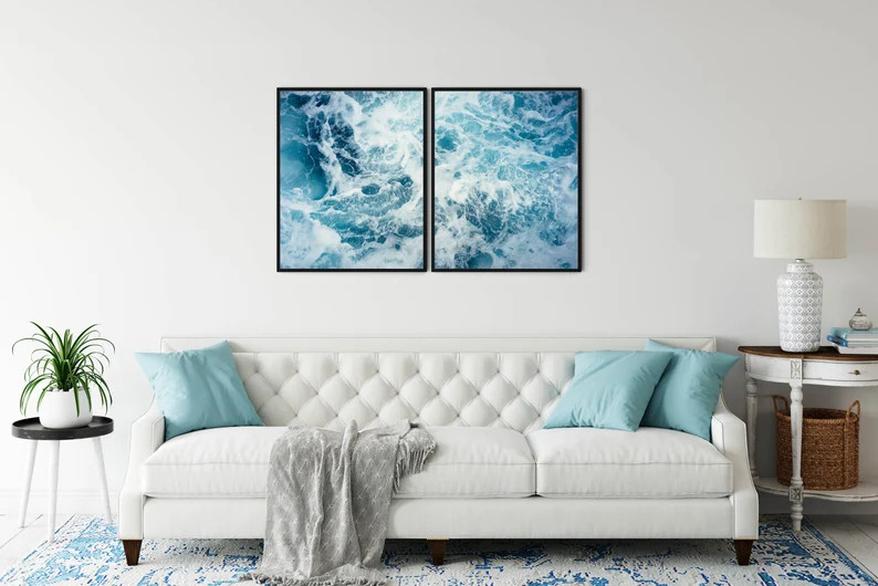 Blue Wave Set of 2 Ocean Waves Print  2 Piece Waves Art | Etsy | Etsy (US)