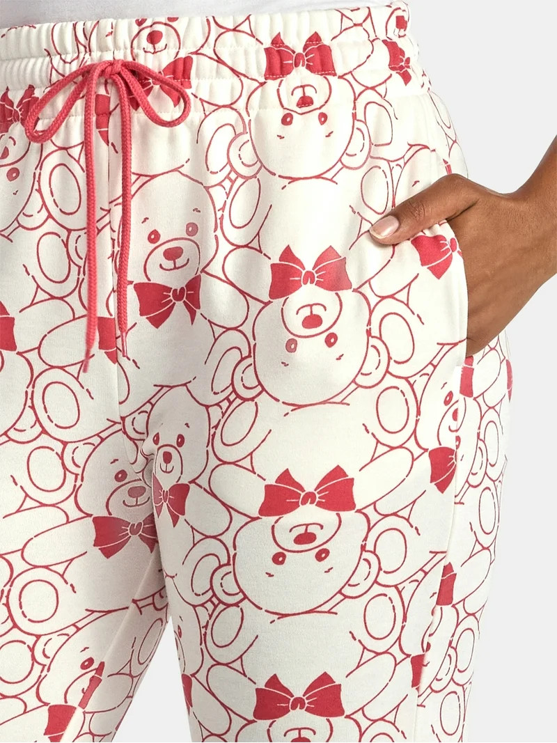 Women's Holiday Teddy Bear Print Jogger Pants, Sizes XXS-XXL | Walmart (US)