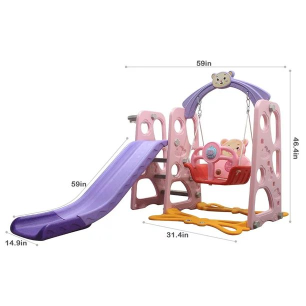 Sunvit Slides and Swing Set, Multifunctional Toy for 3-9 years Old Child in Playground (Pink with... | Walmart (US)
