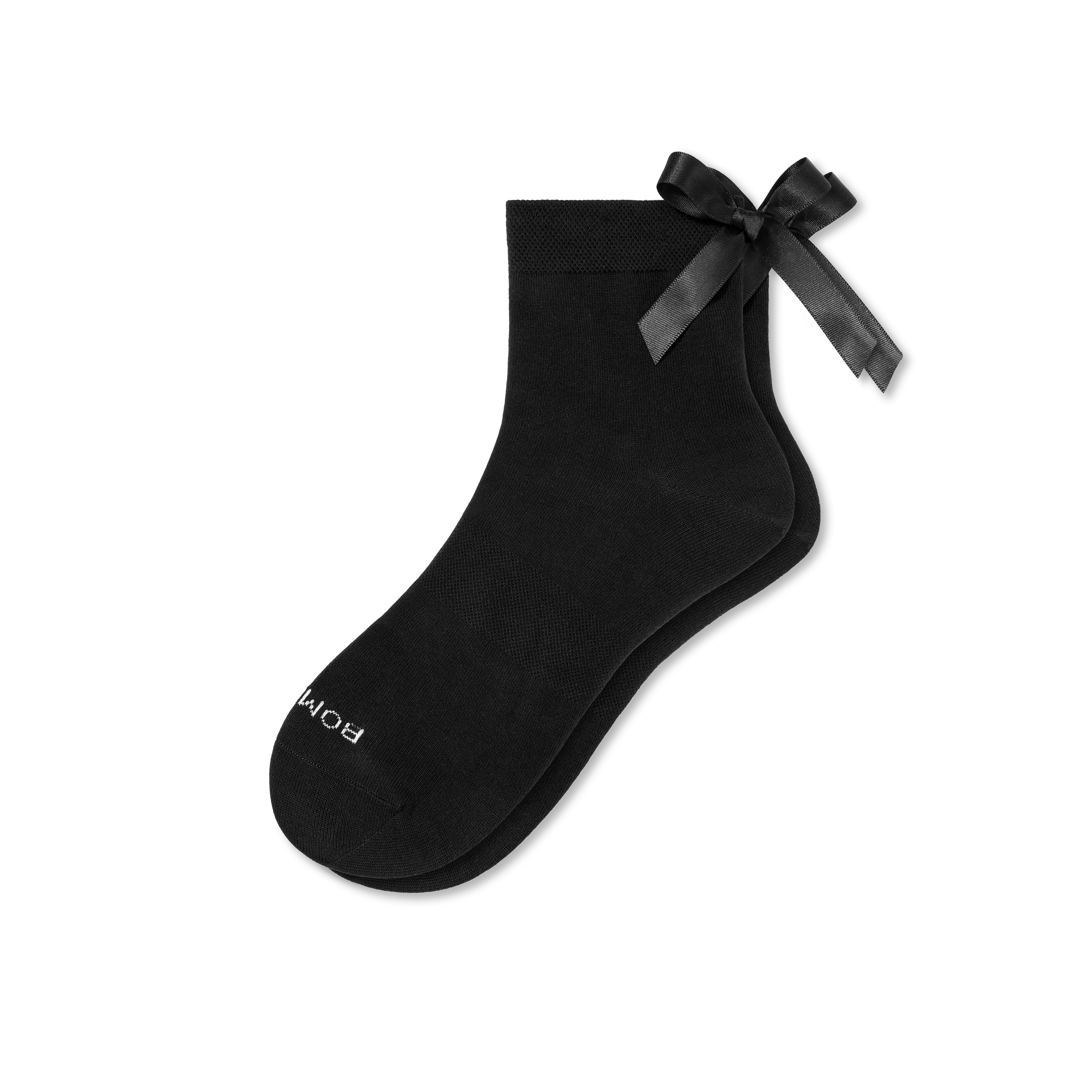 Women's Lightweight Bow Quarter Socks - Black - Medium - Cotton Blend - Bombas | Bombas
