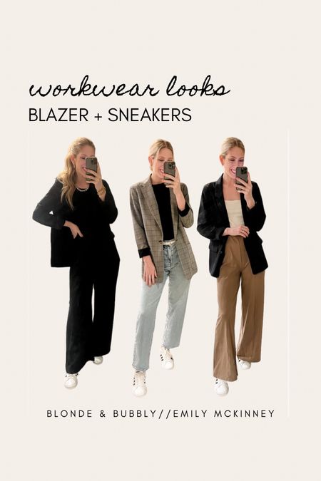Workwear Looks: Blazer + sneaker combo. 

Business casual. Smart casual. Office outfit. Workwear. Blazer. 

#LTKshoecrush #LTKfindsunder50 #LTKworkwear