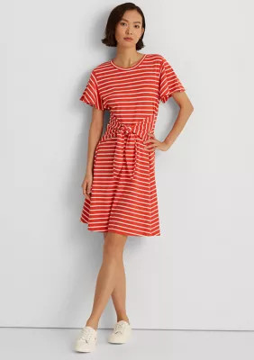 Lauren Ralph Lauren Striped Tie-Front Jersey Dress | Belk