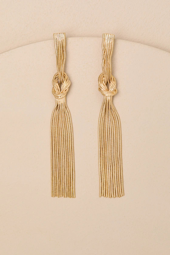 Vamika Gold Knotted Chain Drop Earrings | Lulus