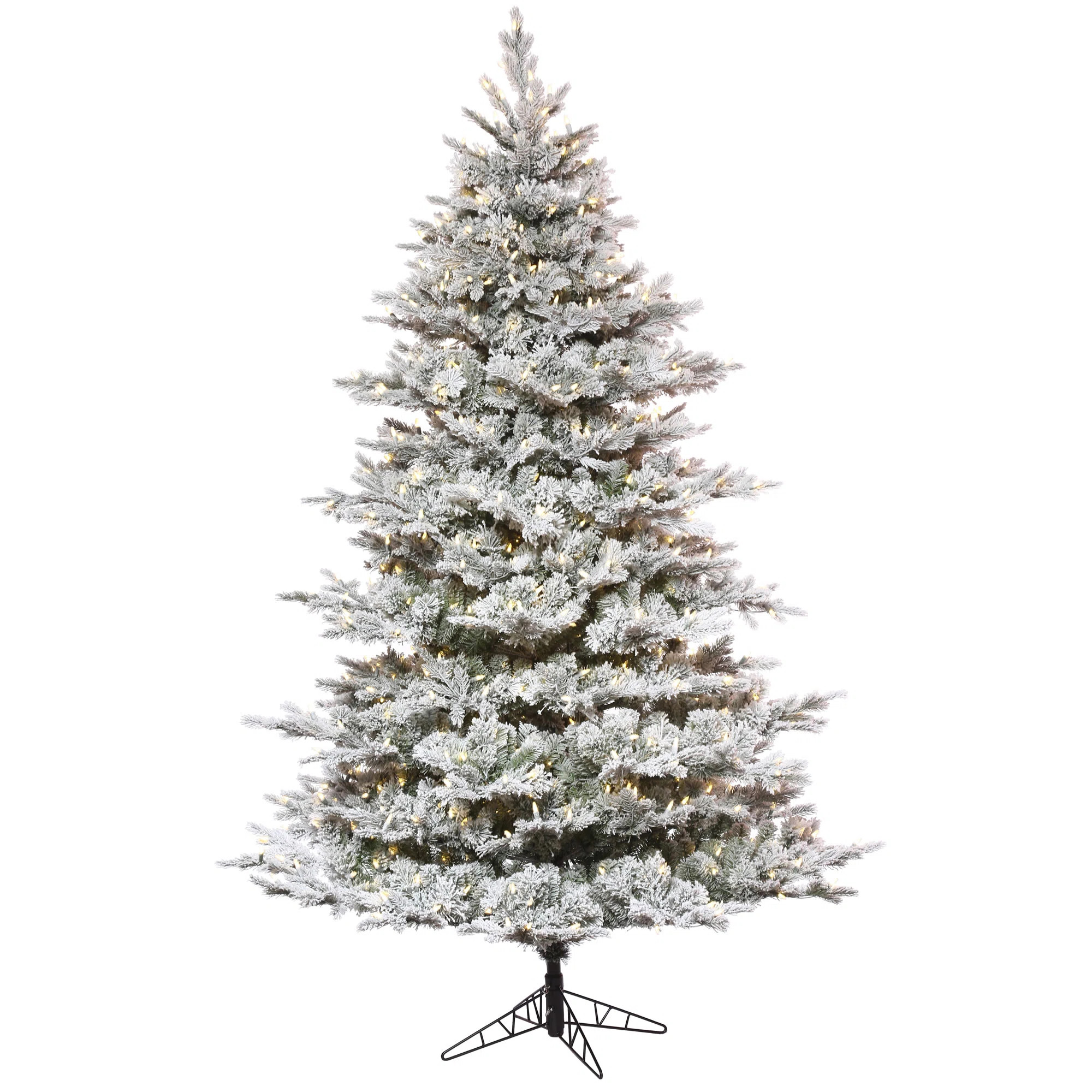Steelside™ Winfield Flocked Kiana Green Pine Artificial Christmas Tree with LED Lights | Wayfai... | Wayfair North America