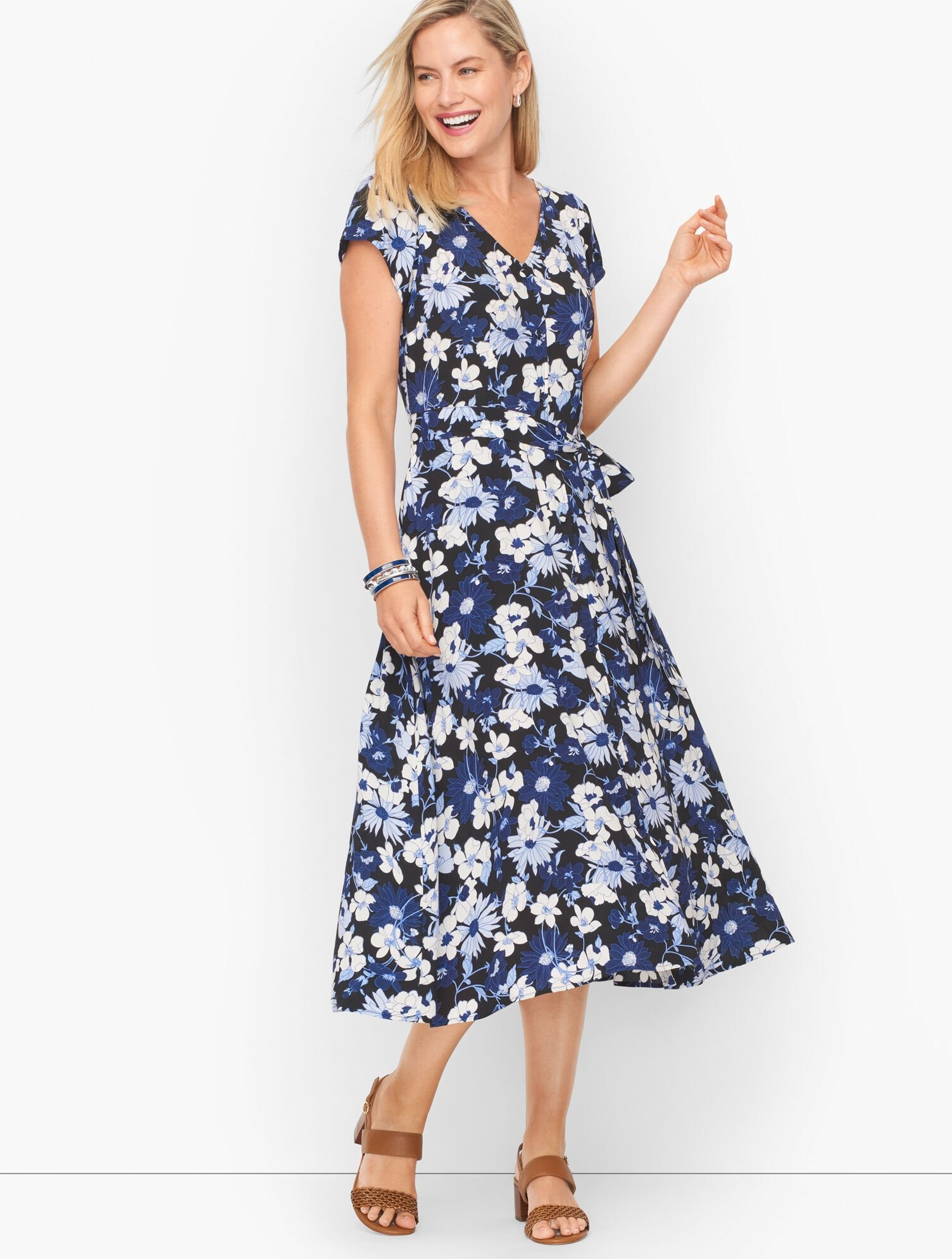 Floral Belted Midi Shirtdress | Talbots