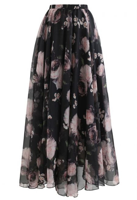 Pink Rose Watercolor Maxi Skirt | Chicwish