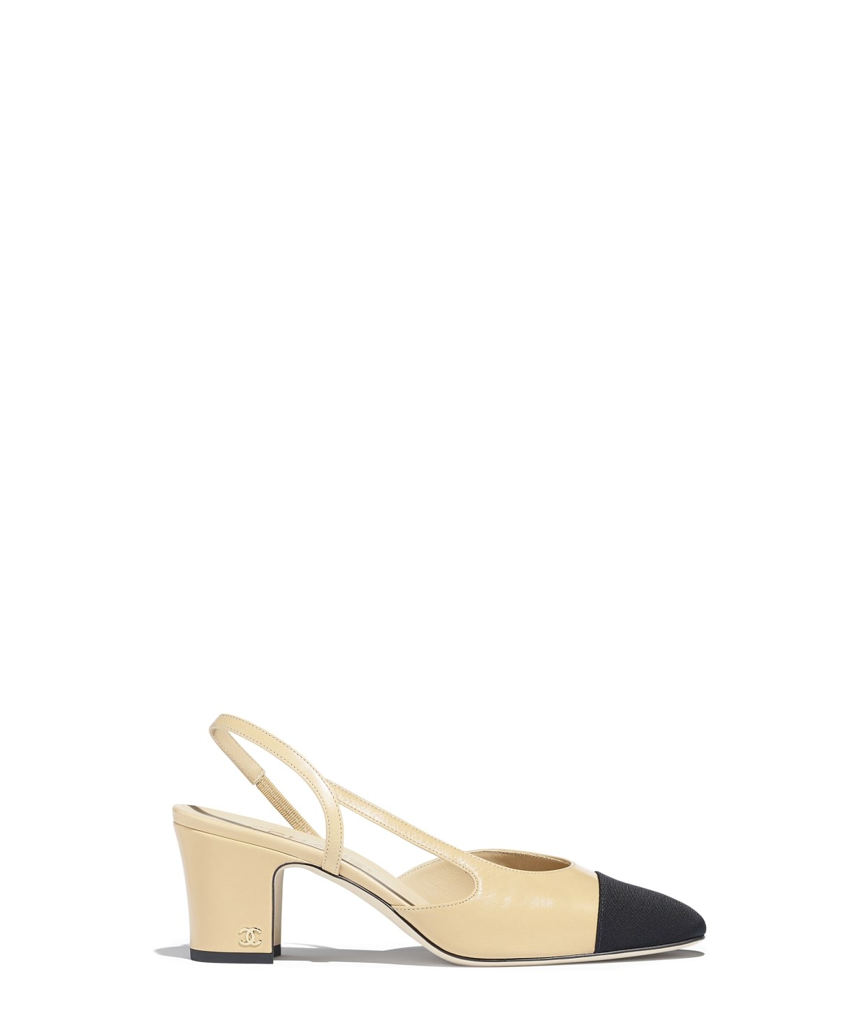 Goatskin & Grosgrain Beige & Black Slingbacks | Chanel, Inc. (US)