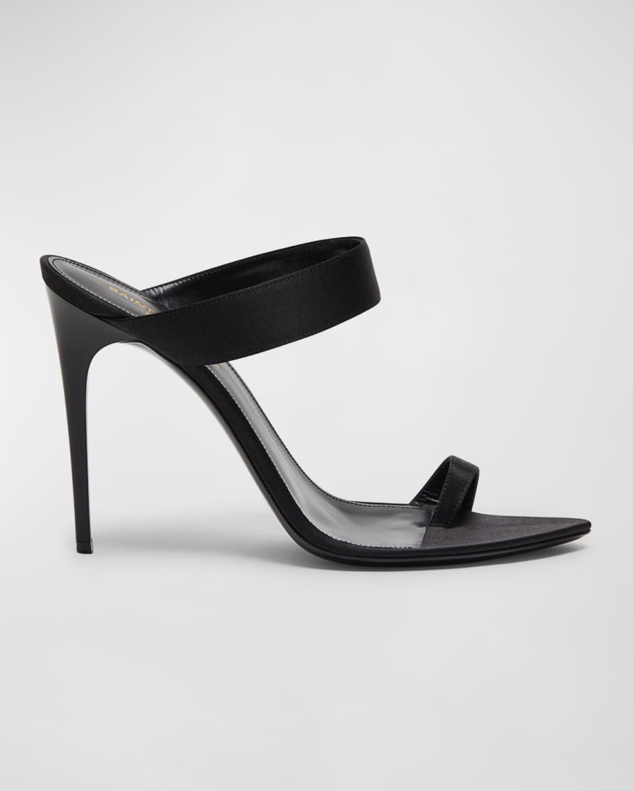 Saint Laurent Martha Silk Toe-Loop Mule Sandals | Neiman Marcus