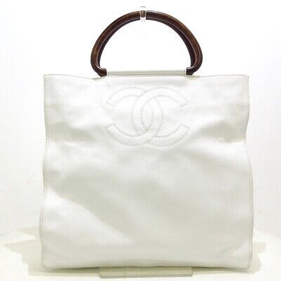 Auth CHANEL - White Brown Caviar Skin Women's Tote Bag  | eBay | eBay US