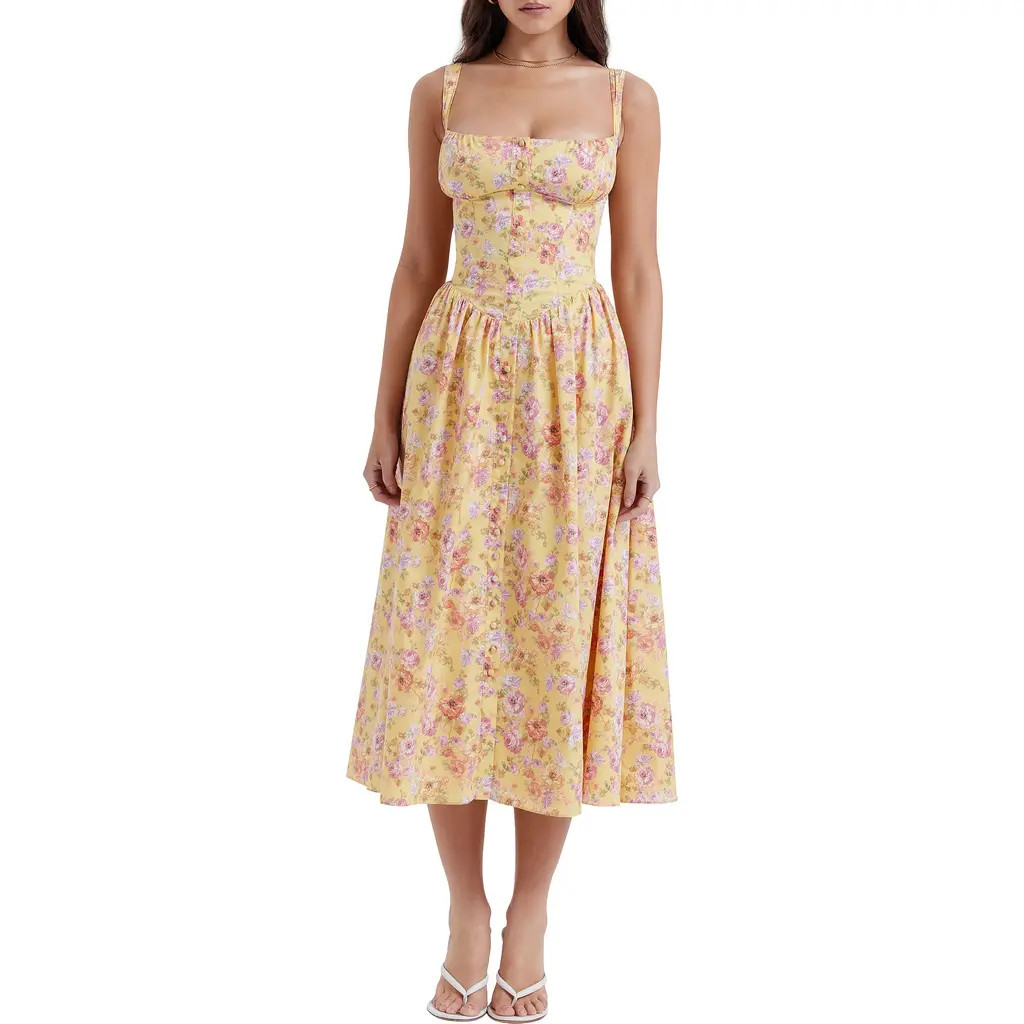 HOUSE OF CB Tatiana Corset Dress in Butter Print at Nordstrom, Size Large D | Nordstrom
