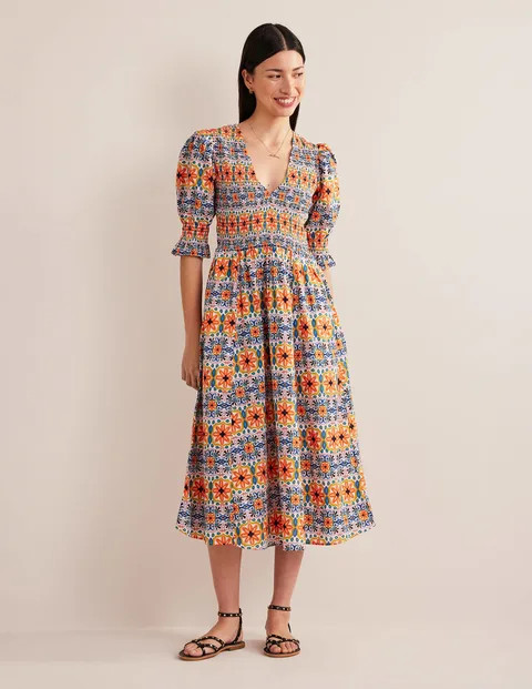 Smocked Bodice Midi Dress | Boden (US)