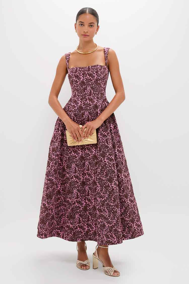 Mulberry Jacquard Sylvie Midi Dress | Tuckernuck (US)