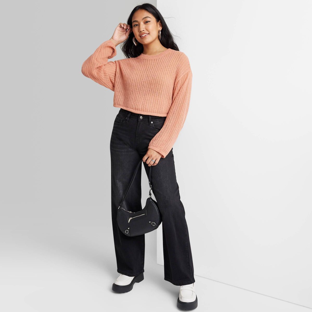 Women's Crewneck Open Knit Cropped Pullover - Wild Fable™ | Target