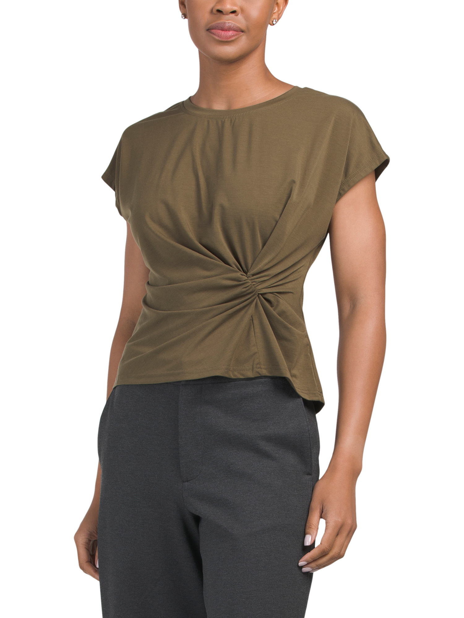 Jasper Jersey Crew Neck Knot Side Top | TJ Maxx