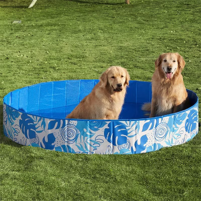 Joyfy 63" x 12" Foldable Dog Pet Pool, Portable PVC Kiddie Pool, Kiddie Bathing Tub Indoor Outdoor with Drain for Pets and Backyard Play with Kids | Target