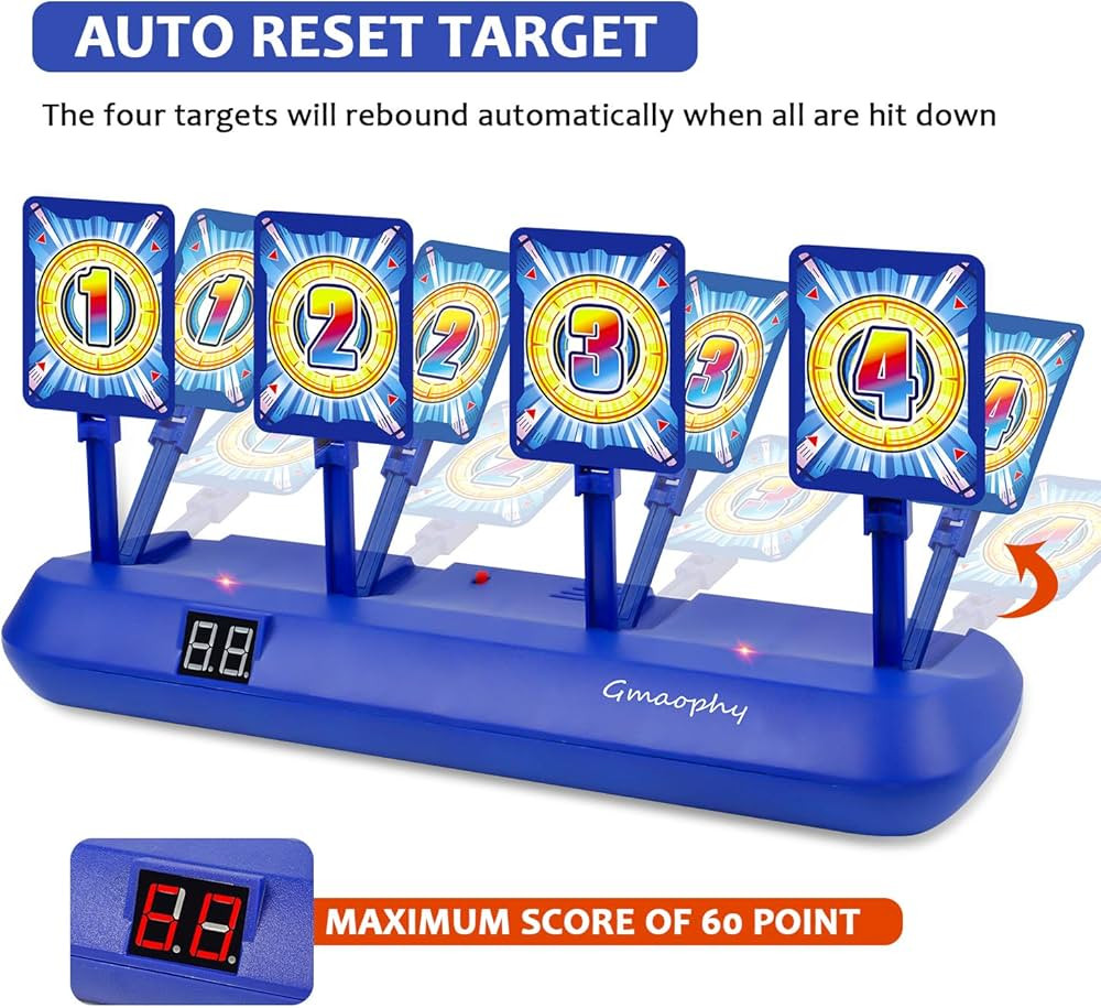 GMAOPHY Digital Targets with Foam Dart Toy Blaster, 4 Targets Auto Reset Electronic Scoring Toys,... | Amazon (US)