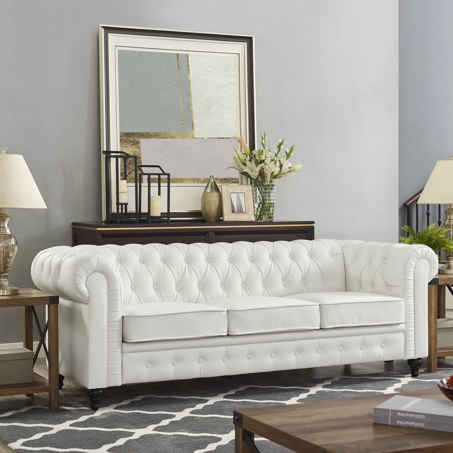 Chesterfield Sofa Set - Color: White, Size: Sofa Only | Walmart (US)