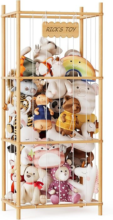 SpaceAid Stuffed Animal Storage Organizer, Wood Animals Zoo Toy Plushies Storage Holder, Large Ca... | Amazon (US)