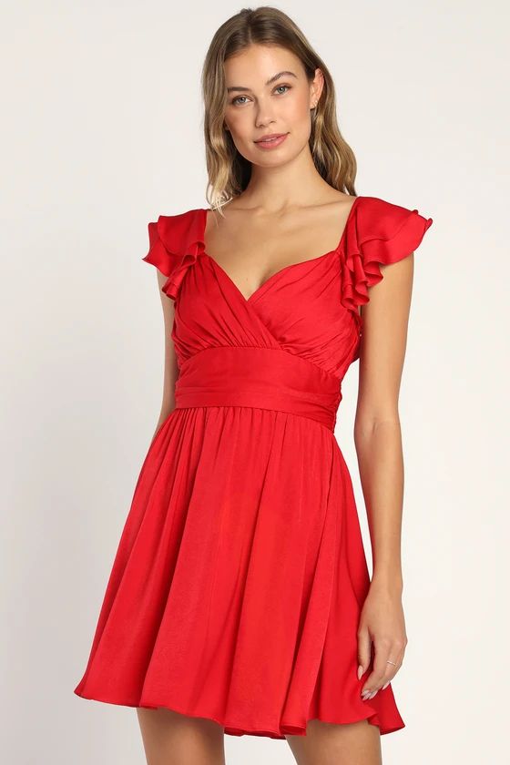 Daytime Darling Red Ruffled Mini Dress | Lulus (US)