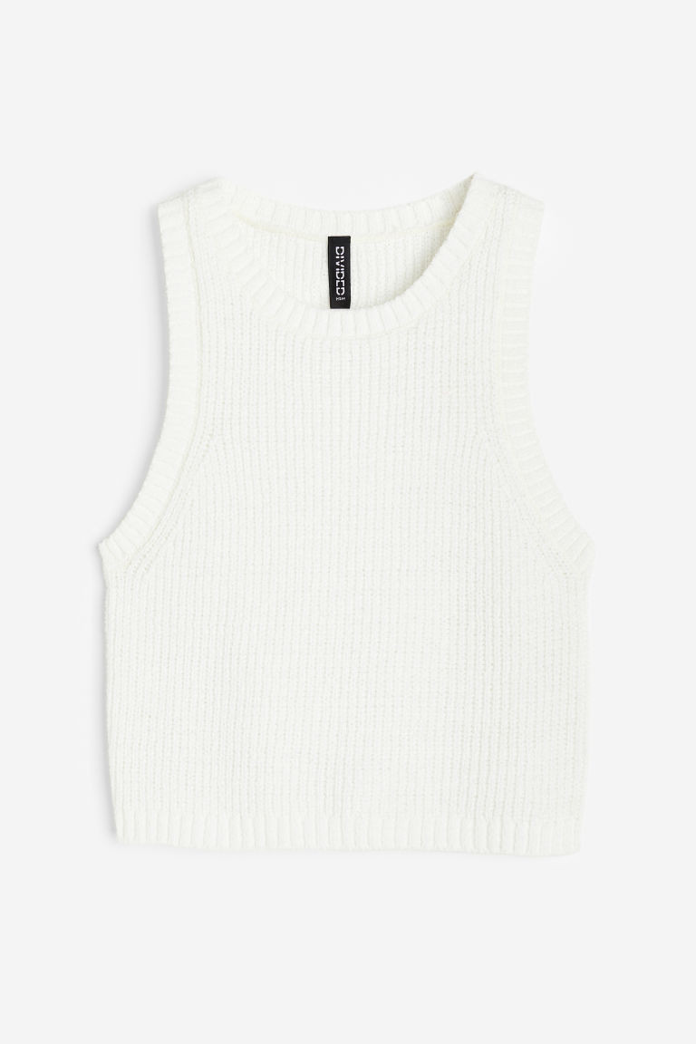 H & M - Rib-knit sweater vest - White | H&M (UK, MY, IN, SG, PH, TW, HK)