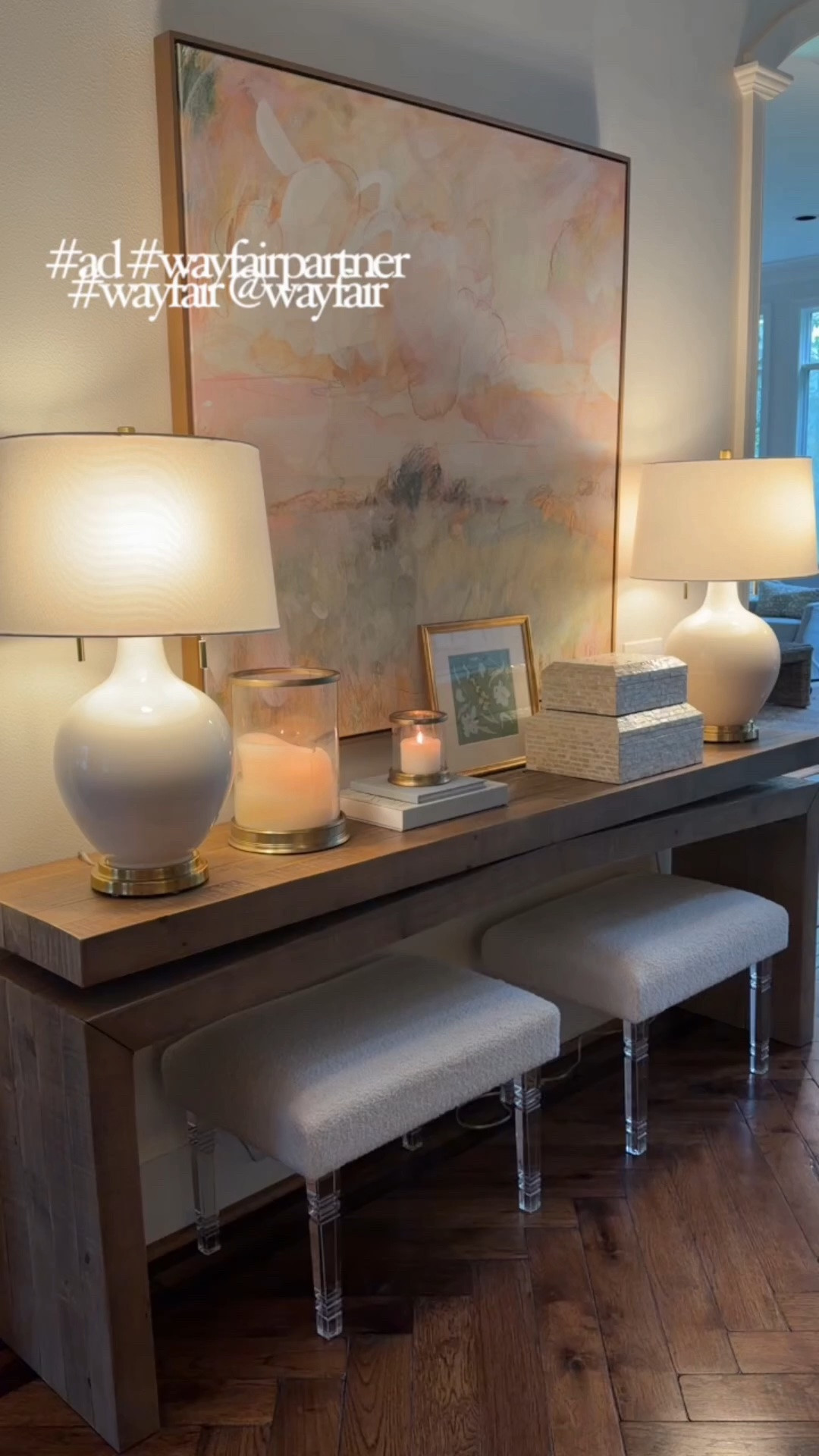 #ad ✨ Styling my new home with gorgeous @wayfair pieces 😍 #wayfairpartner this wood console is a top shopped favorite! I used it as a sofa table in the last house and now as a console in my entryway! ✨ #wayfair

#LTKdayinmylife #LTKSeasonal #LTKHome