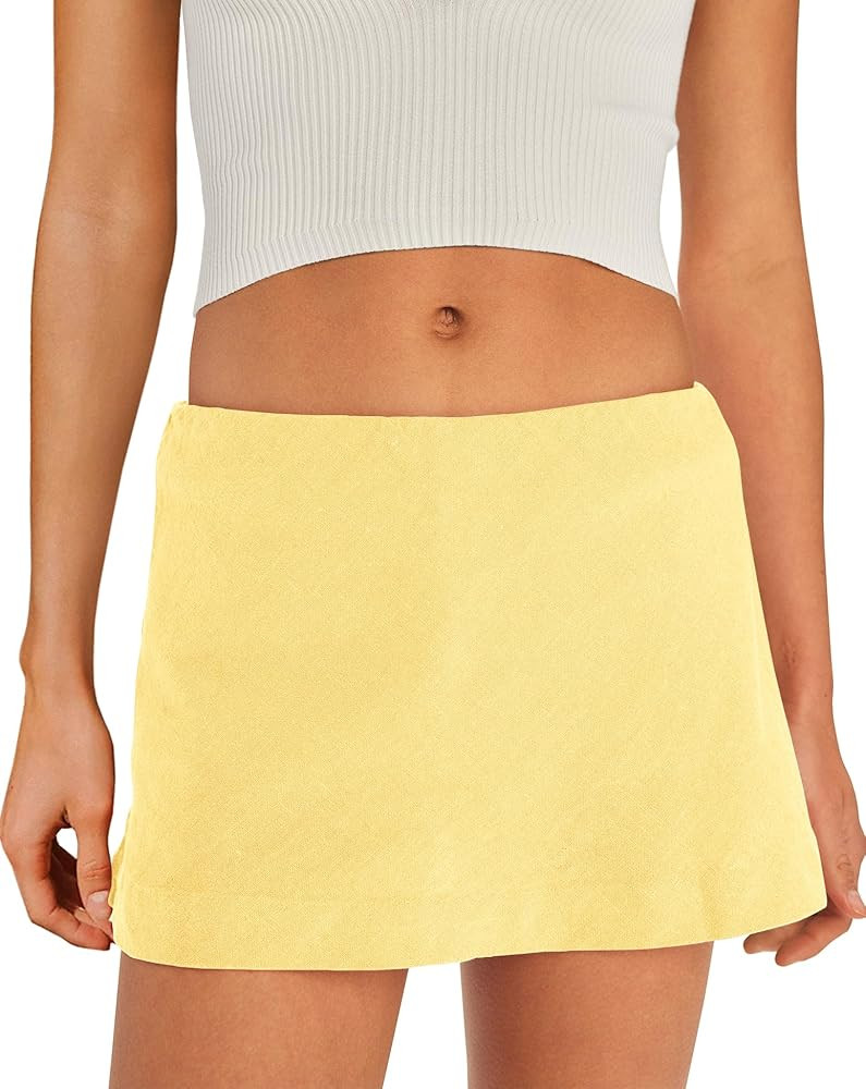 SENSERISE Womens Cotton Linen Skorts Mini Skirt with Shorts Underneath Short A Line Skirts Summer... | Amazon (US)
