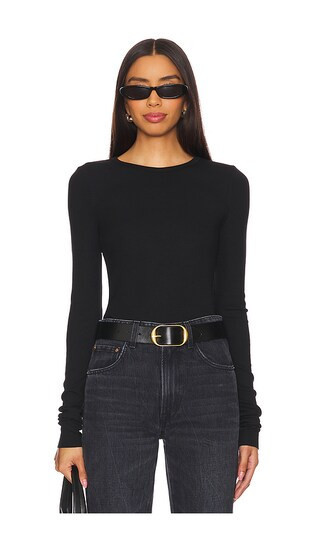 Eterne Long Sleeve Fitted Top in Black. - size L | Revolve Clothing (Global)