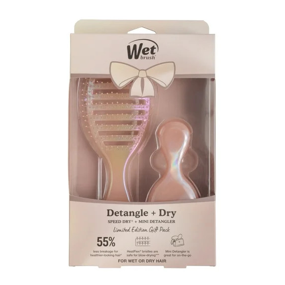 Wet Brush Iridescence Speed Dry and Mini Detangler, Duo Hair Brush Set, Bronze, 2 Pack | Walmart (US)