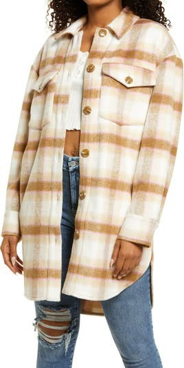 Brushed Plaid Shirt Jacket | Nordstrom