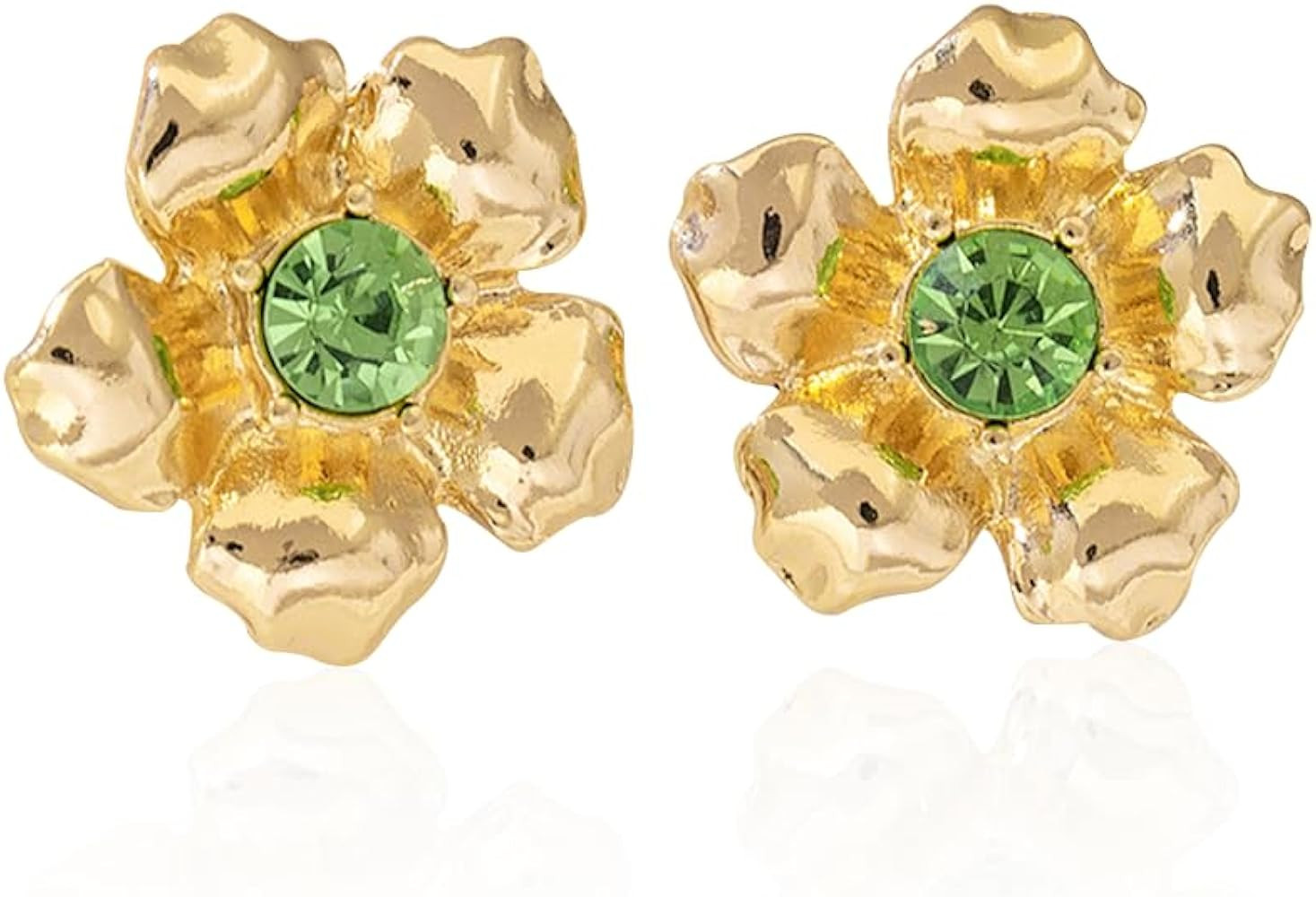 Vintage CZ Flower Big Stud Earrings for Women Gold Plated Chic Sparkly Crystal Floral Statement S... | Amazon (US)