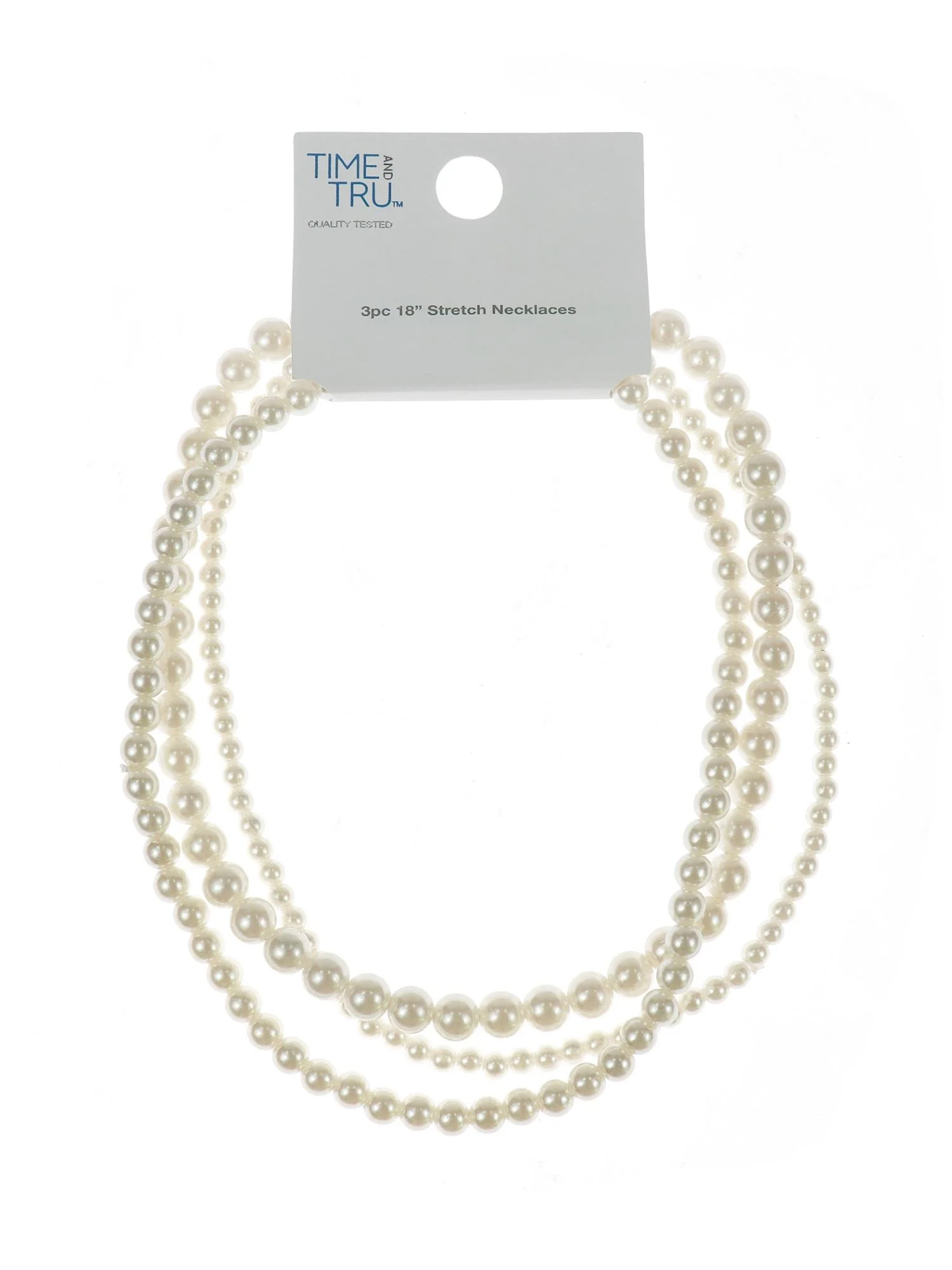 Time and Tru Women's Pearlescent Bead Stretch Necklace Set, 3-Piece | Walmart (US)