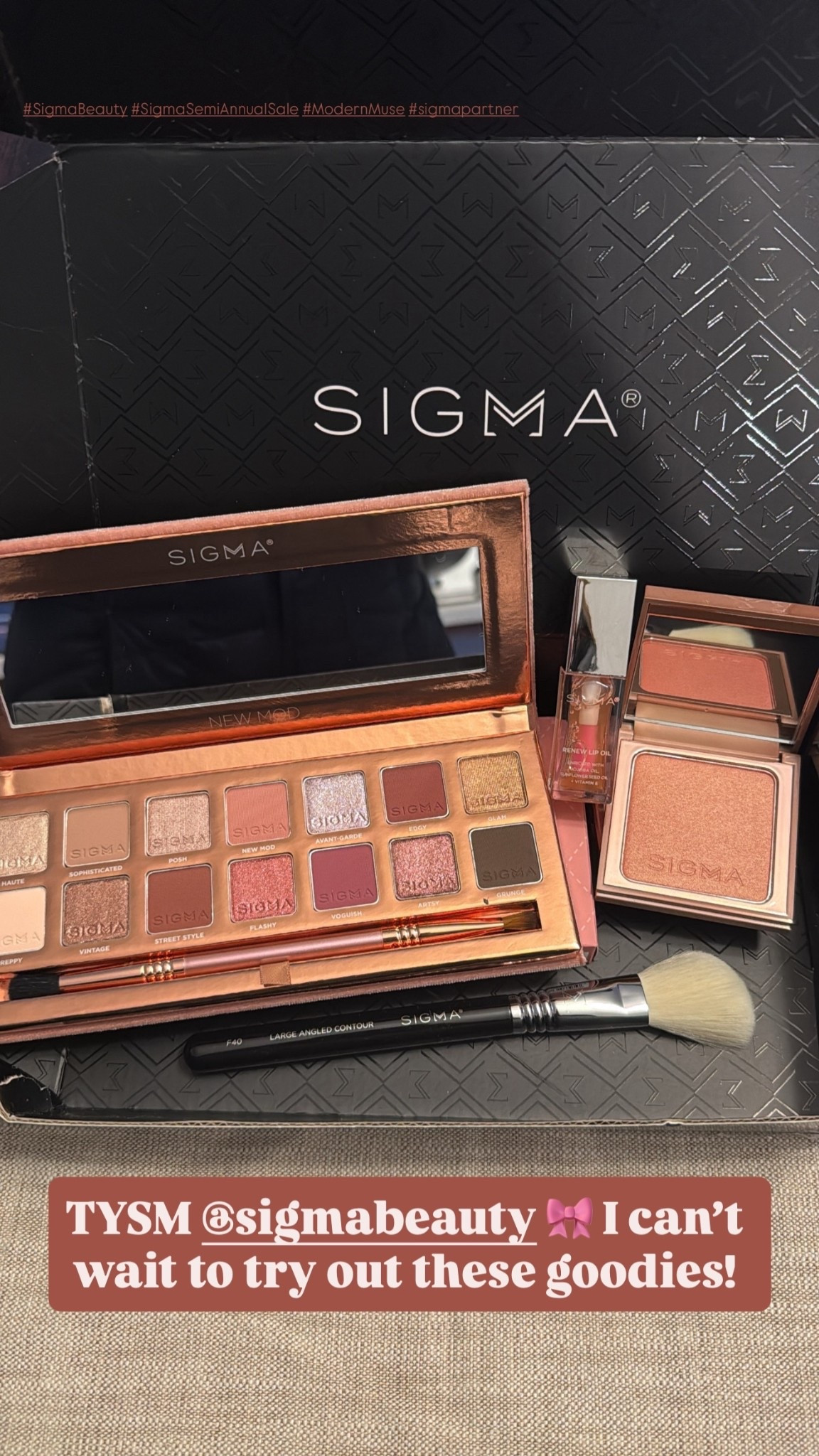 TYSM @sigmabeauty 🎀 I can’t wait to try out these goodies!  #SigmaBeauty #SigmaSemiAnnualSale #ModernMuse #sigmapartner

#LTKselfcare #LTKBeauty #LTKgrwm