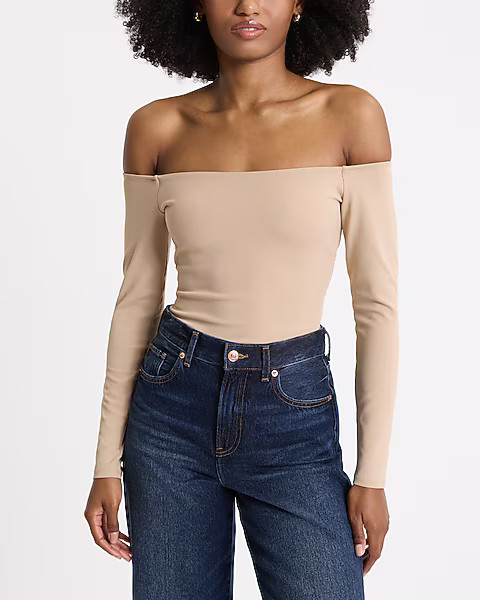 Body Contour High Compression Off The Shoulder Bodysuit | Express