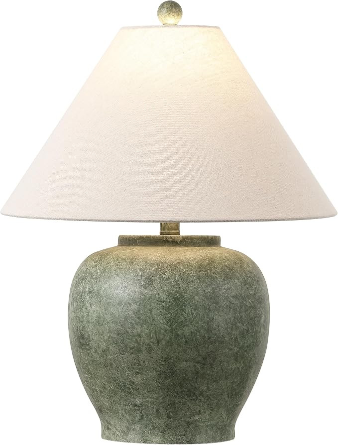 SAFAVIEH Lighting - Dylan 22-Inch Resin Table Lamp - Antique Green - Rustic Farmhouse Sculpted Bo... | Amazon (US)