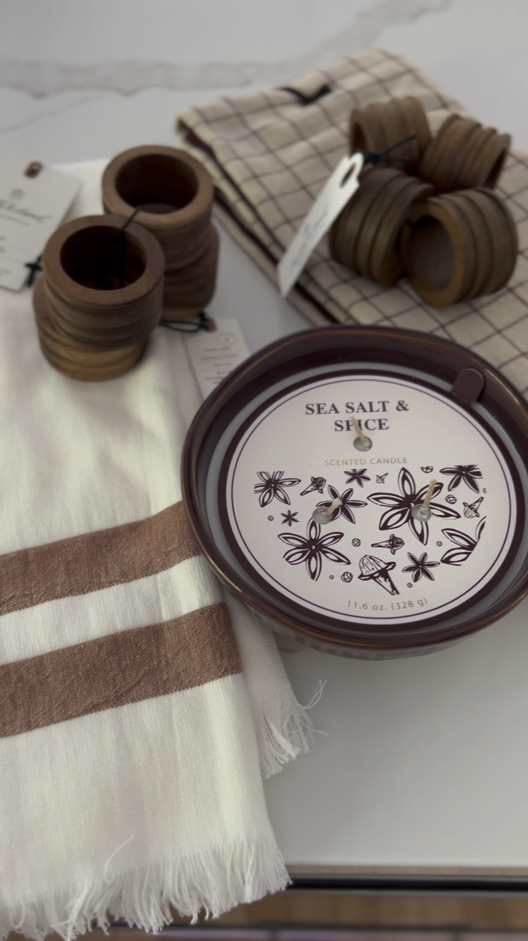 Target haul
Target Home 
Target kitchen 
Kitchen towels 
Bathroom hand towel 
Napkin rings 
Autumn candle 

#LTKOver40 #LTKHome #LTKFindsUnder50