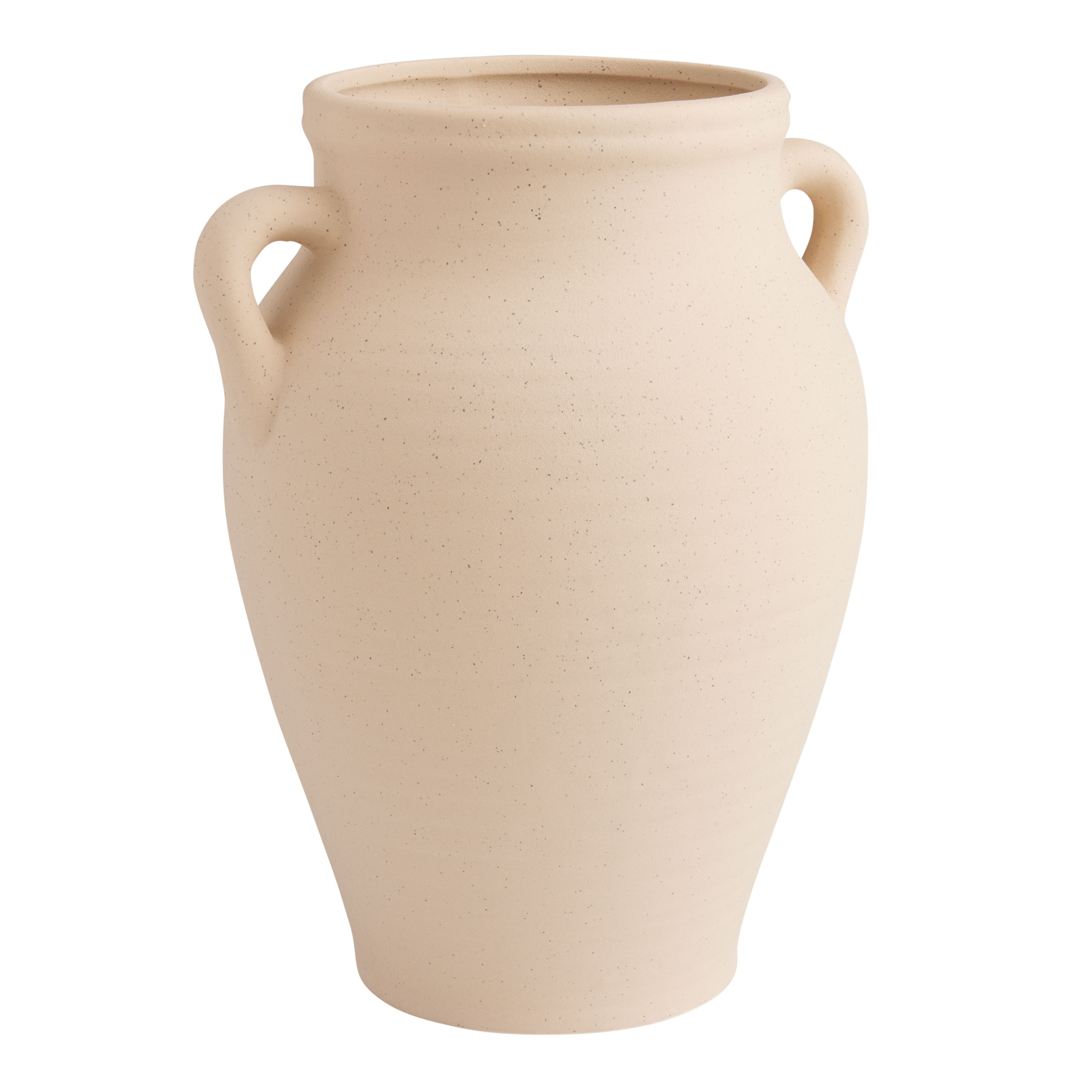 Natural Ceramic Speckled Jug Vase With Handles | World Market