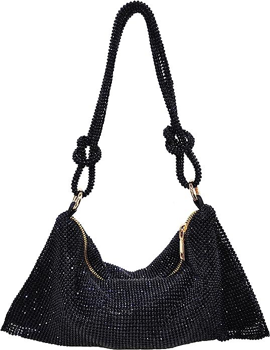 Rhinestone Hobo Bag for Women Chic Evening Handbag Shiny Purse for Travel Vacation 2022 | Amazon (US)