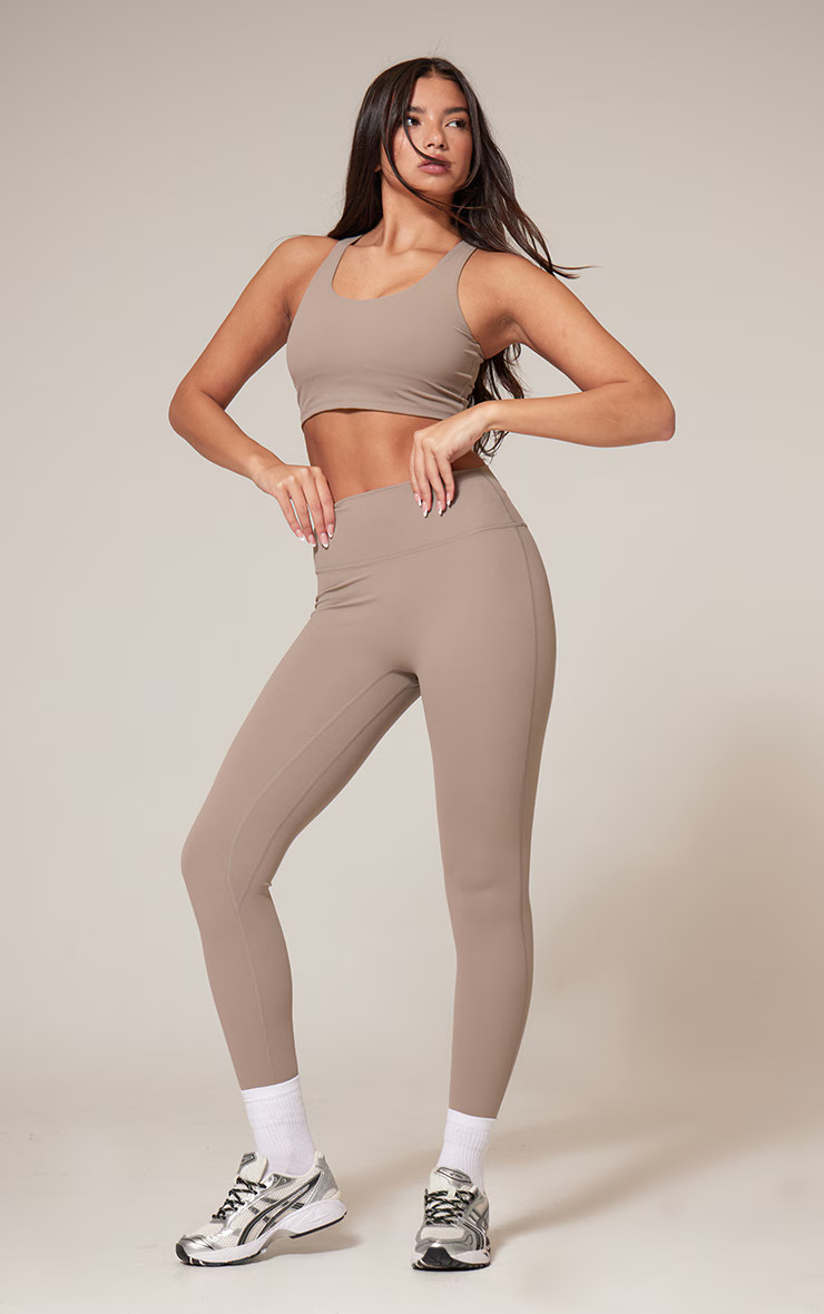 Deep Taupe Ultimate Sculpt High Waist Gym Leggings | PrettyLittleThing US