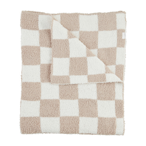 Mud Pie Kids Taupe Check Chenille Blanket in Brown | 100% Polyester | Mud Pie