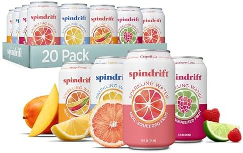 Spindrift Sparkling Water, 4 Flavor Variety Pack, Made with Real Squeezed Fruit, 12 Fl Oz (Pack o... | Amazon (US)