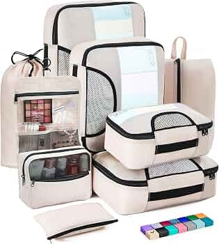 Veken 8 Set Packing Cubes for Suitcases, Luggage Organizer Bags Set for Carry on, Travel Gifts fo... | Amazon (US)