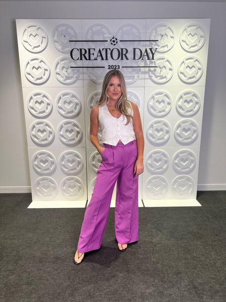 Ltk creator day! Linen vest purple trousers under $100 

#LTKunder50 #LTKstyletip #LTKunder100